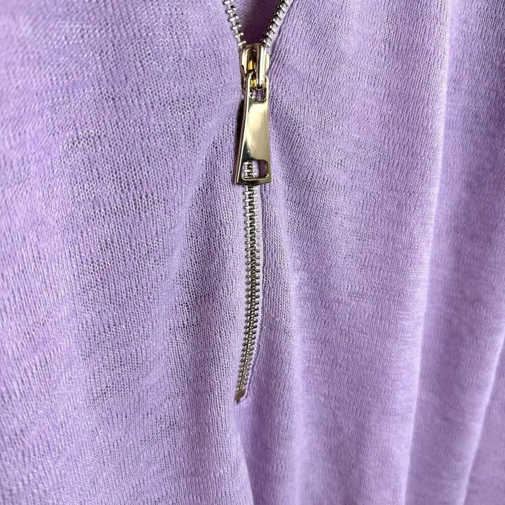Soft Surroundings Women’s Zipper Accent Popover Lightweight Lilac Sweater Sz M